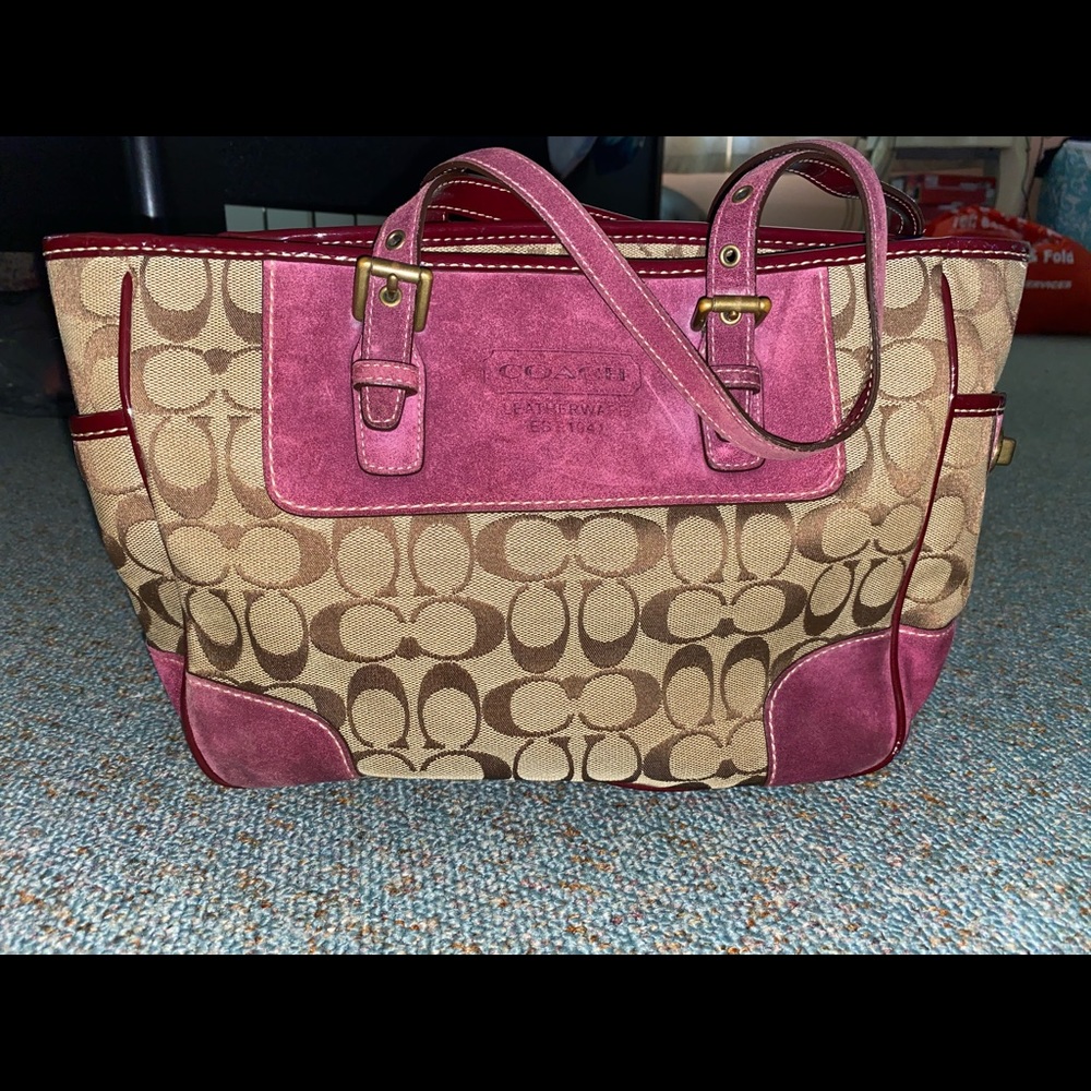 COACH authentic purple/tan tote bag!